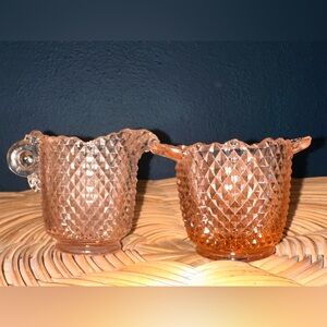 Vintage Westmoreland Pink Glass Creamer and Sugar Set
